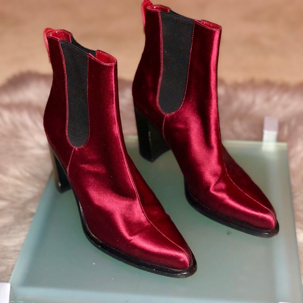 Cesare Casadei Burgundy Satin Bootie